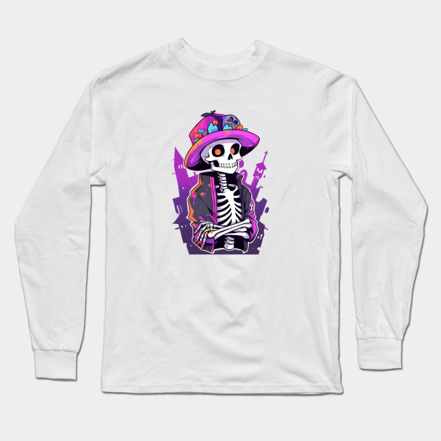 Halloween Skull Terror Long Sleeve T-Shirt by ragil_studio